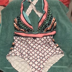 One piece multicolored bathing suit